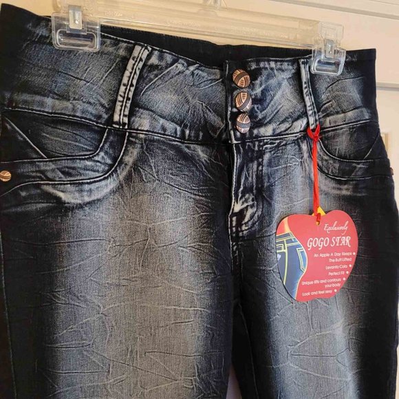 Gogo Star Skinny Jeans But Lift Black Gray Acid Wash Size 15 NWT - Picture 5 of 14